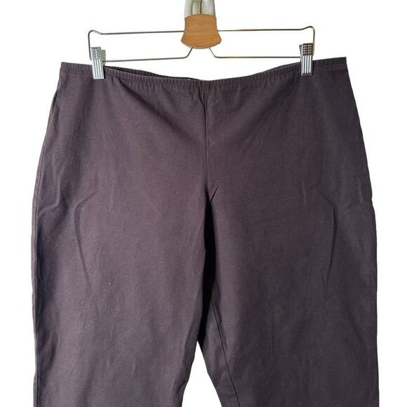 Eileen Fisher Brown Side Zip XL Organic Stretch Cotton Slim Ankle Pant X Large - Picture 2 of 10